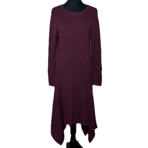 H by Halston Dresses & Skirts - H by Halston Women’s Knit Sweater Dress Burgundy Asymmetric Hem MSRP $127 Medium